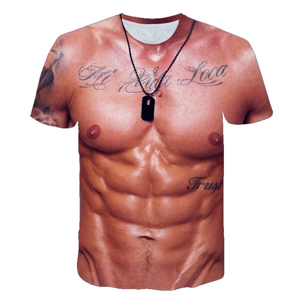 Herren Übergröße T Shirt Groß und hoch Graphic Rundhalsausschnitt Bedruckt Kurzarm Sommer Designer Muskel Groß und hoch Arbeit Täglich Oberteile Lightinthebox