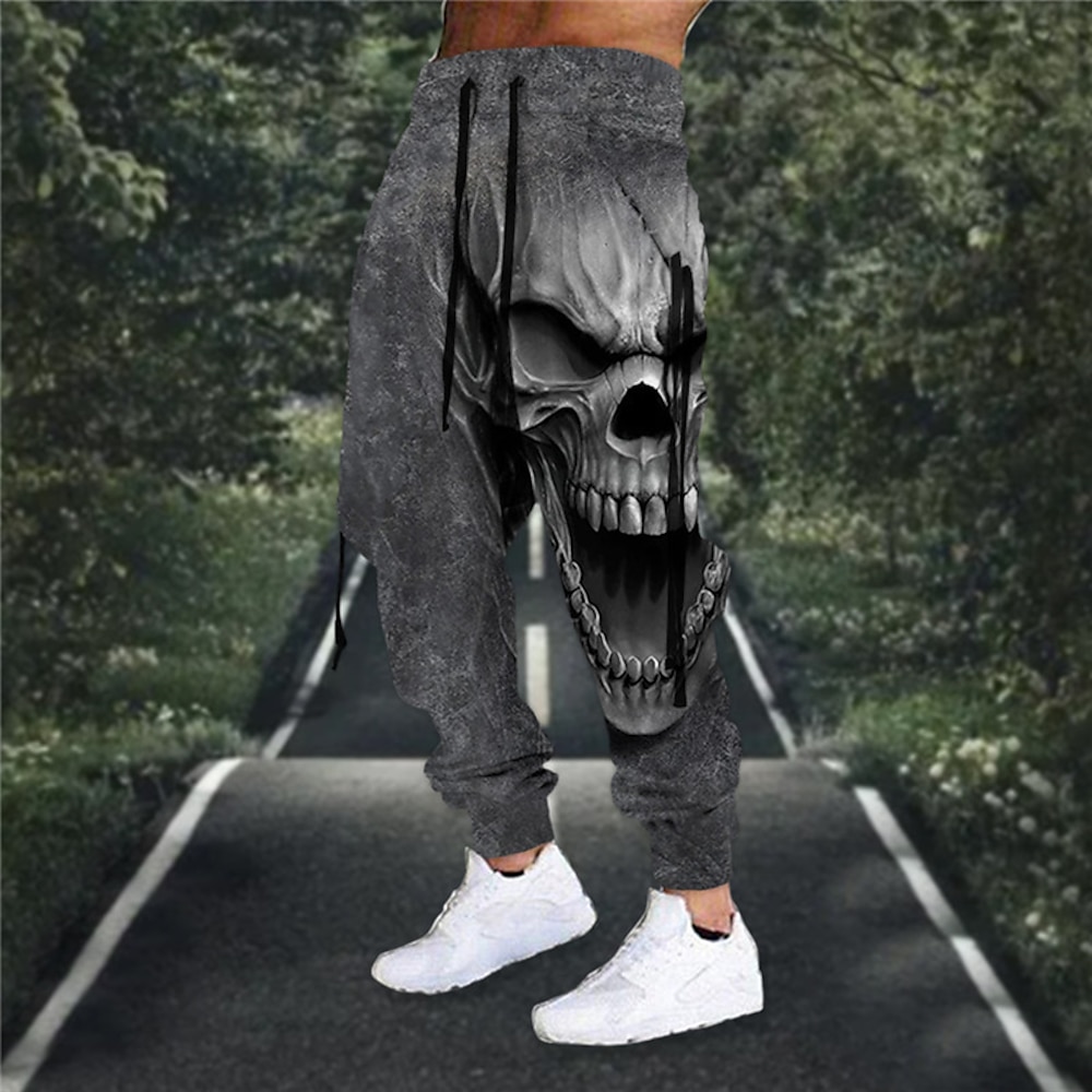 Herren Jogginghose Trainingshose Jogginghose Jogger Hose Hosen Kordelzug Elastische Taille 3D-Druck Totenkopf Motiv Grafik-Drucke Komfort Sports Outdoor Casual Täglich Baumwollmischung Frottee Lightinthebox