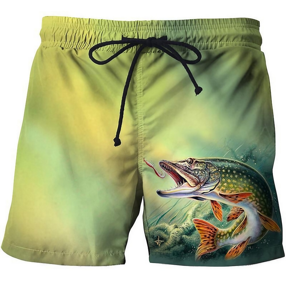 Herren Grafik-Drucke Fische Boardshorts Badeshorts Badehose Schwimmshorts Bademode Mittlere Taillenlinie Modisch Strassenmode Brautkleider schlicht Outdoor Täglich Festtage Tasche Kordelzug Lightinthebox