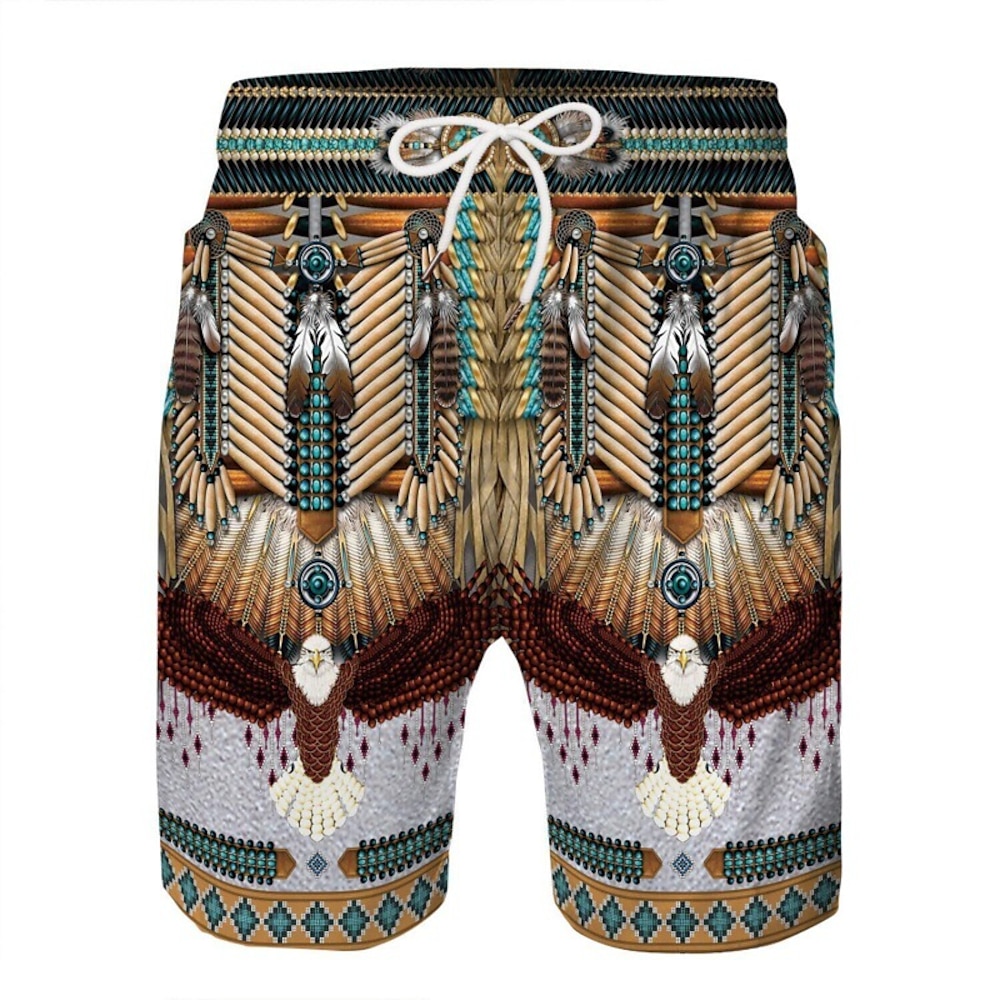 Herren Graphic Indische Kultur Boardshorts Badeshorts Badehose Schwimmshorts Bademode Mittlere Taillenlinie Hawaiianisch Ethnisch Boho Casual Täglich Festtage Kordelzug Elastische Taille 3D-Druck Lightinthebox