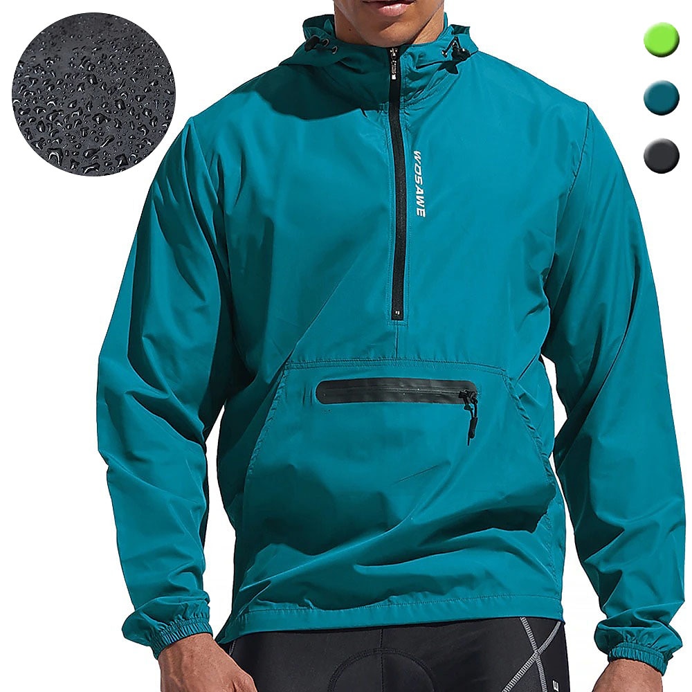 wosawe Herren Fahrradjacke Windjacke wasserdichte Regenjacke reflektierende Laufjacken Fahrrad mit Kapuze verstaubarer Regenmantel Top leicht atmungsaktiv UV-beständig fluoreszierend Mountainbike Golf Lightinthebox