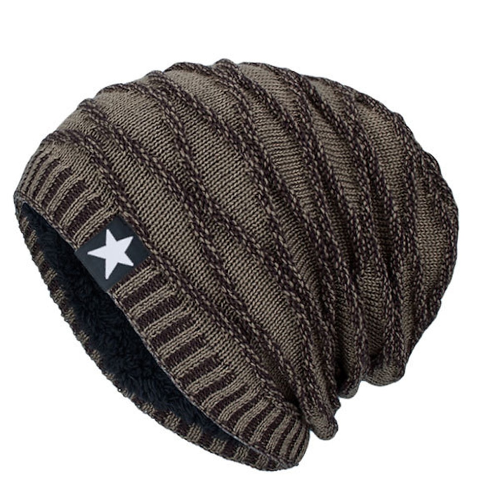 Herren Beanie Mütze Wintermützen Cap Flügelärmel Bündchen stricken Schwarz Wein Acrylfasern Strick Vlies Modisch Traditionell-Klassisch Outdoorbekleidung Casual Glatt Warm Lightinthebox