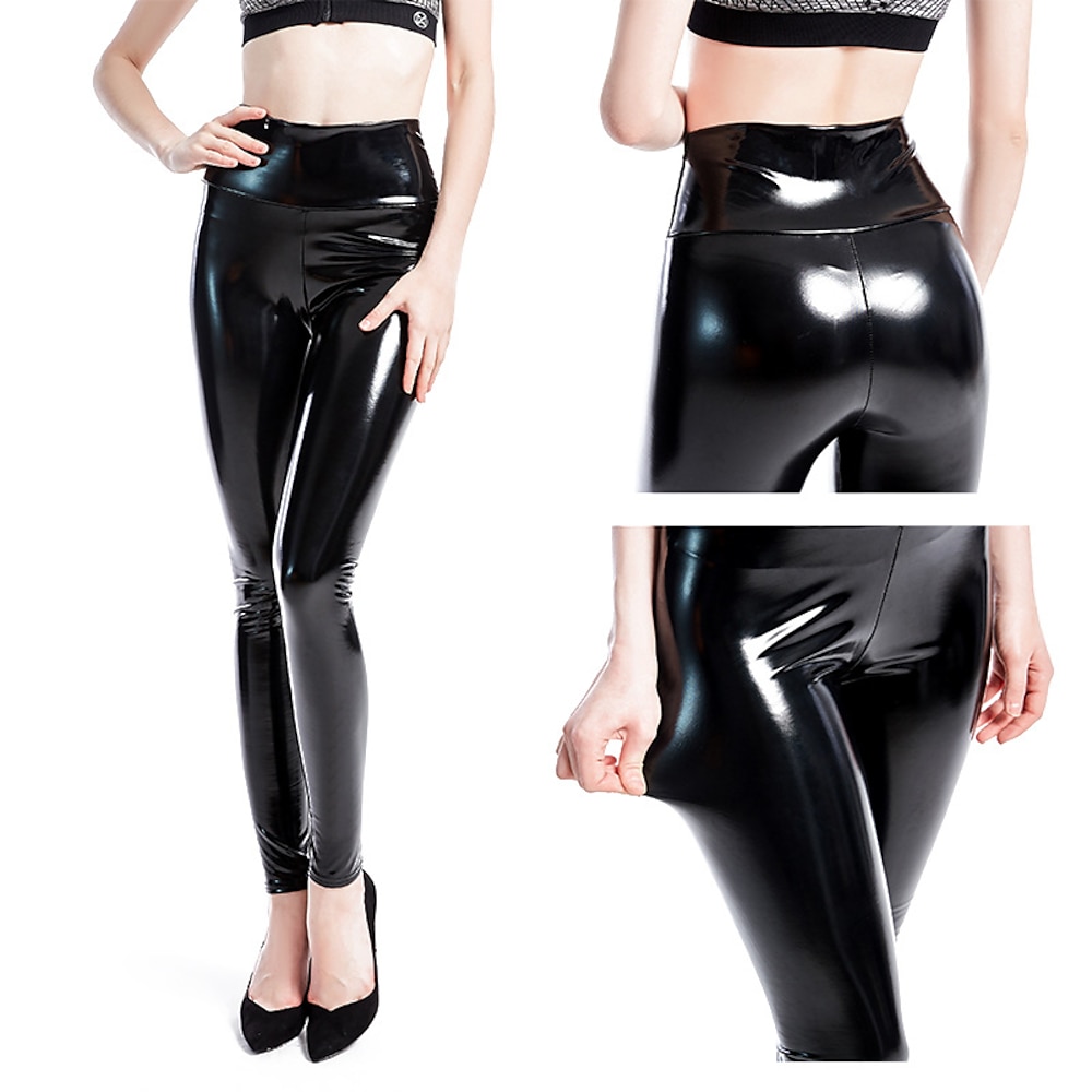 1980er Hoch tailliert Glänzendes Latex-Patent Leggins PU - Leder Bleistifthosen Damen Maskerade Party Erwachsene Hosen Lightinthebox