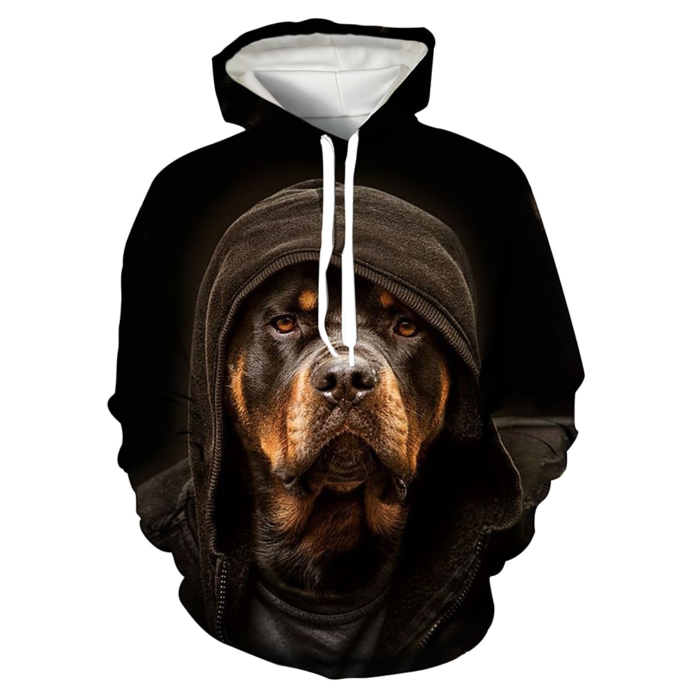 Tier Hund Rottweiler Kapuzenshirt Zeichentrick Manga Anime 3D Vordertasche Grafik Für Paar Herren Damen Erwachsene 3D-Druck Lightinthebox