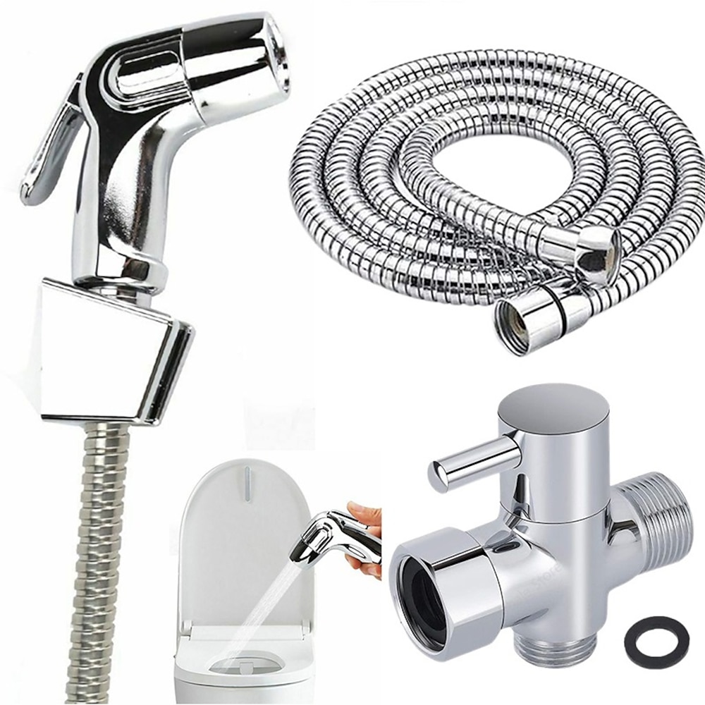 Hand-WC-Bidet-Sprayer-Set Kit Edelstahl-Hand-Bidet-Wasserhahn für Badezimmer Handbrause Düsenschlauch-Set Toilettensprinkler Docking-Handbrause Hand-WC-Sprayer-Zubehör Lightinthebox