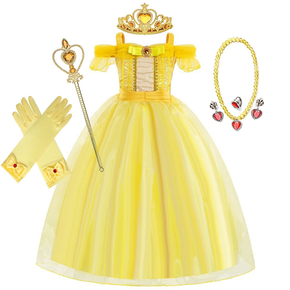 Schlafende Schönheit Die Schöne und das Biest Märchen Prinzessin Ziemlich Blumenmädchen Kleid Motto-Party-Kostüm Tüll-Kleider Mädchen Film Cosplay Cosplay Karneval Maskerade Hochzeit kleid Lightinthebox