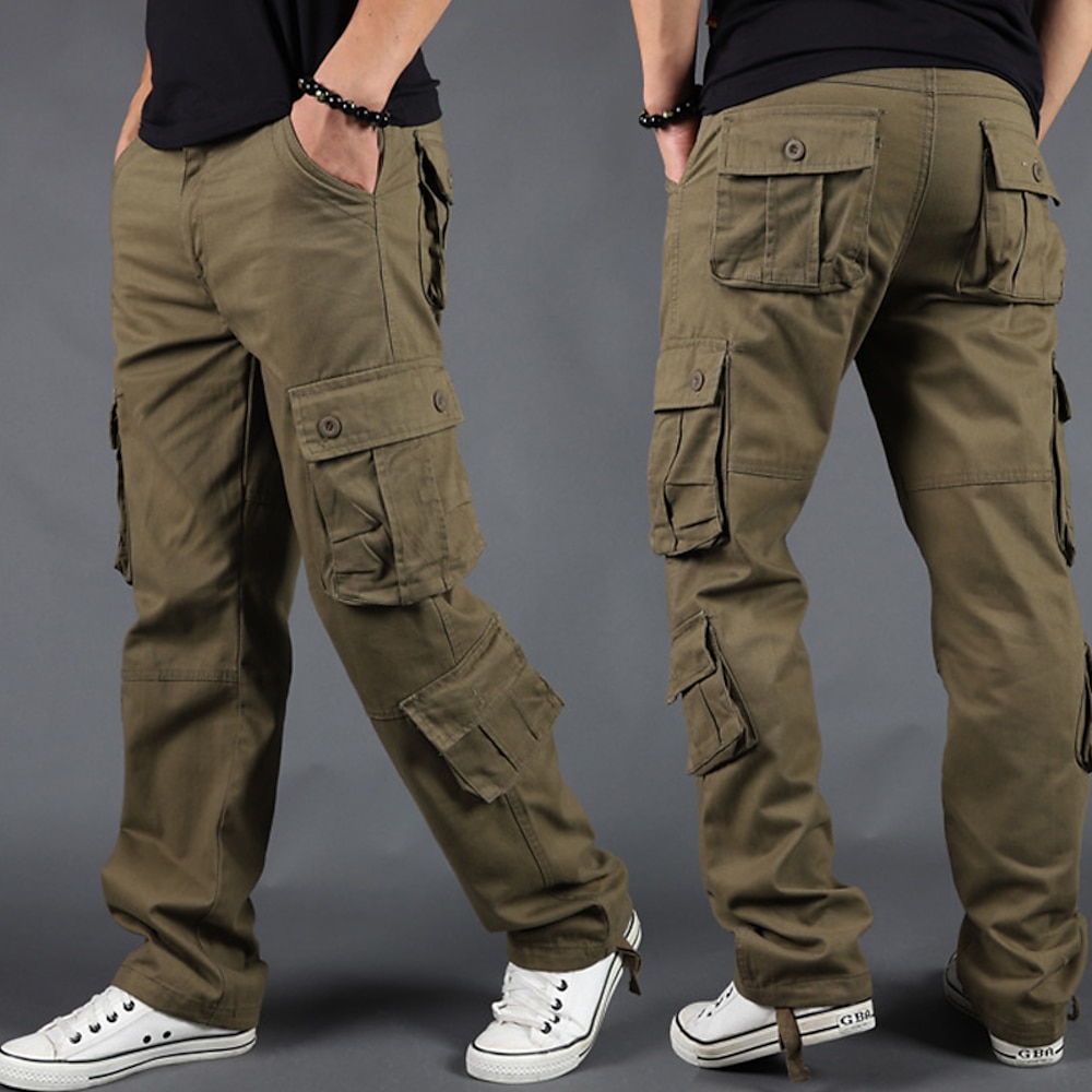 Herren Cargohose Cargohosen Cargohose Hose Hosen Fallschirmhose Bein Kordelzug Multi Pocket Gerade geschnitten Glatt Komfort tragbar Outdoor Täglich Ausgehen Sport Stilvoll Tarnblau Tarnung Schwarz Lightinthebox