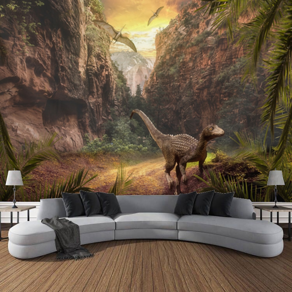 Dinosaurier Urwald Wandteppich Tier Kunst Dekor Foto Hintergrund Decke Vorhang hängend Zuhause Schlafzimmer Wohnzimmer Dekoration Lightinthebox