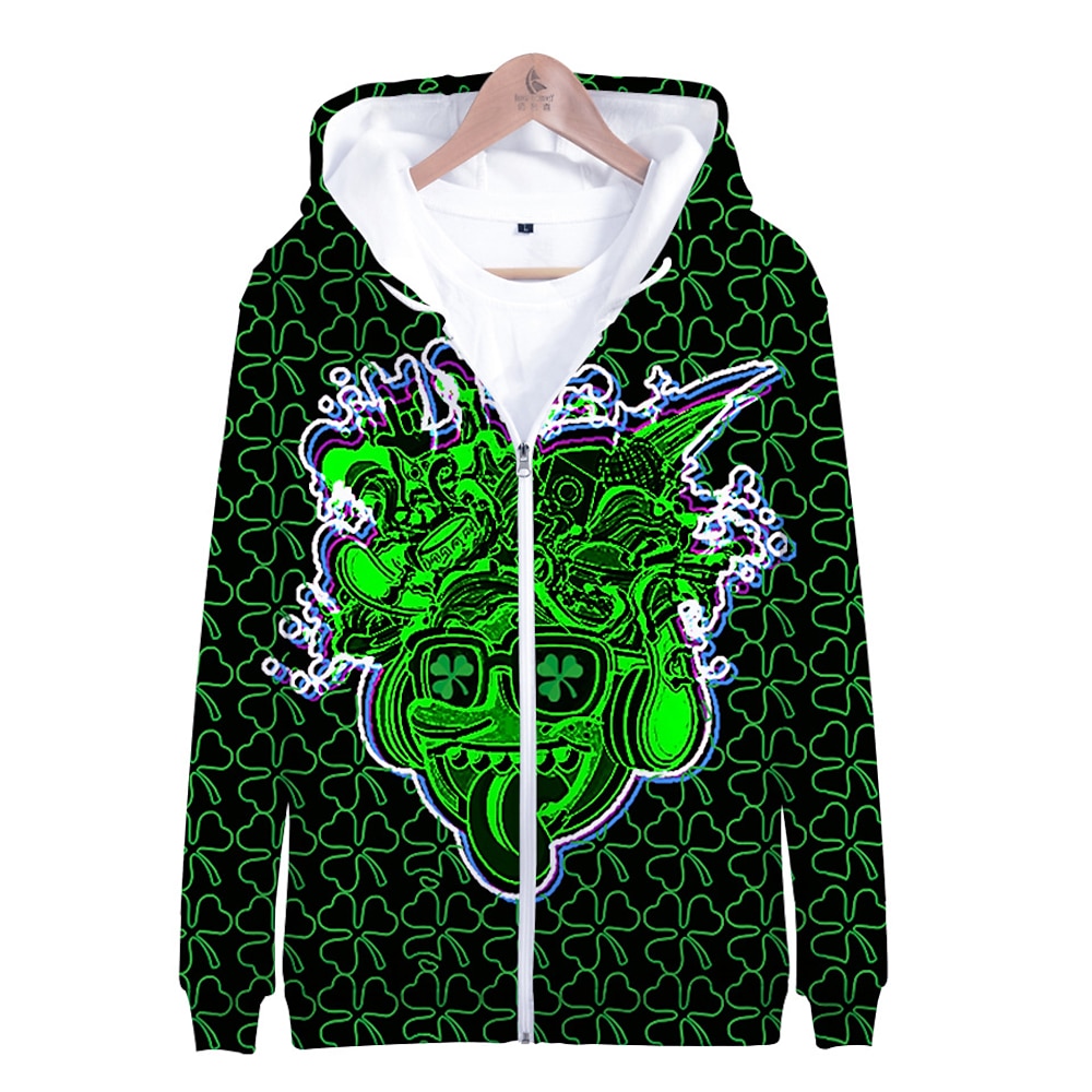 St. Patrick's Day Kleeblatt irisch Oberbekleidung Anime Vordertasche Grafik Oberbekleidung Für Paar Herren Damen Erwachsene 3D-Druck Lightinthebox