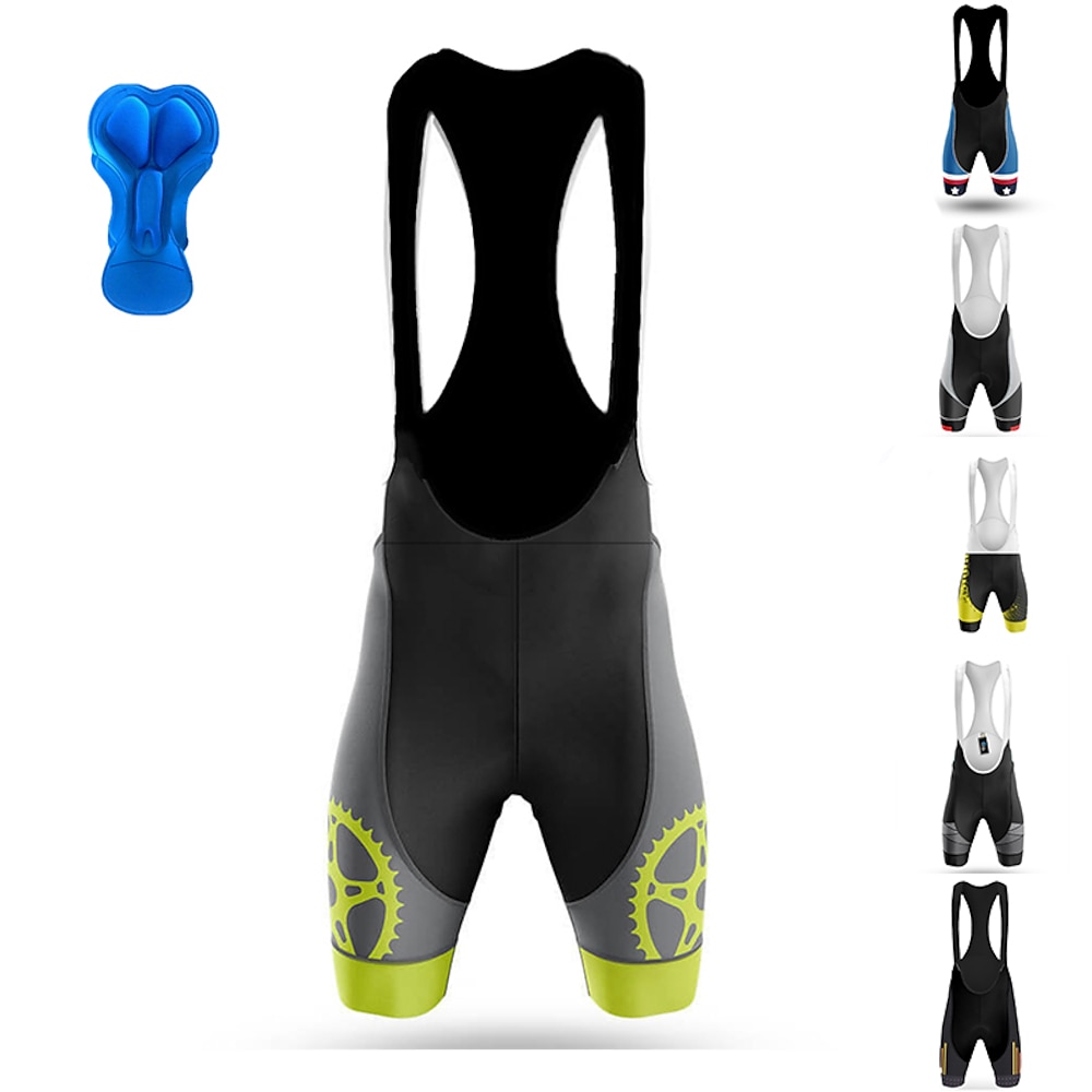 Herren Radhose kurz mit Trägern Bib Shorts 3D gepolsterte Shorts Fahhrad Gepolsterte Shorts / Gämse Unten MTB Mountain Rennrad Sport Ausrüstung 3D-Pad Radfahren Atmungsaktiv Schnelltrocknend Schwarz Lightinthebox