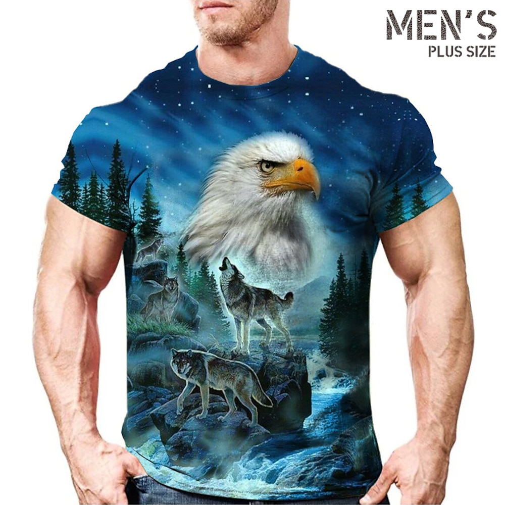 Herren Übergröße T Shirt Groß und hoch Graphic Rundhalsausschnitt Bedruckt Kurzarm Frühling Sommer Vintage Strassenmode Komfortabel Casual Sport Oberteile Lightinthebox