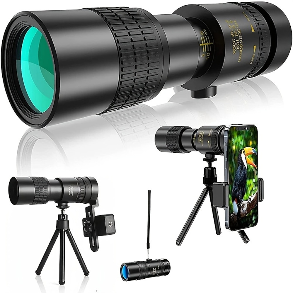 10-30040 mm HD-Monokular-Teleskop mit Smartphone-Adapter, klares Bak4-Prisma, fmc-Objektiv, Monokular für Sternenbeobachtung, Vogelbeobachtung, Jagd, Camping, Fußballspiel, Super-Fußschüssel-Zubehör Lightinthebox