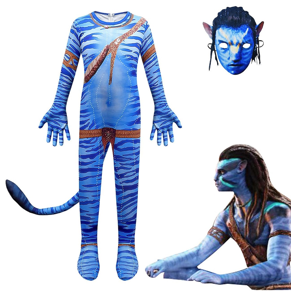 Avatar: Der Weg des Wassers Jake Sully Zentai-Anzüge Cosplay Kostüm Maske Jungen Mädchen Film Cosplay Karneval Kindertag Lightinthebox