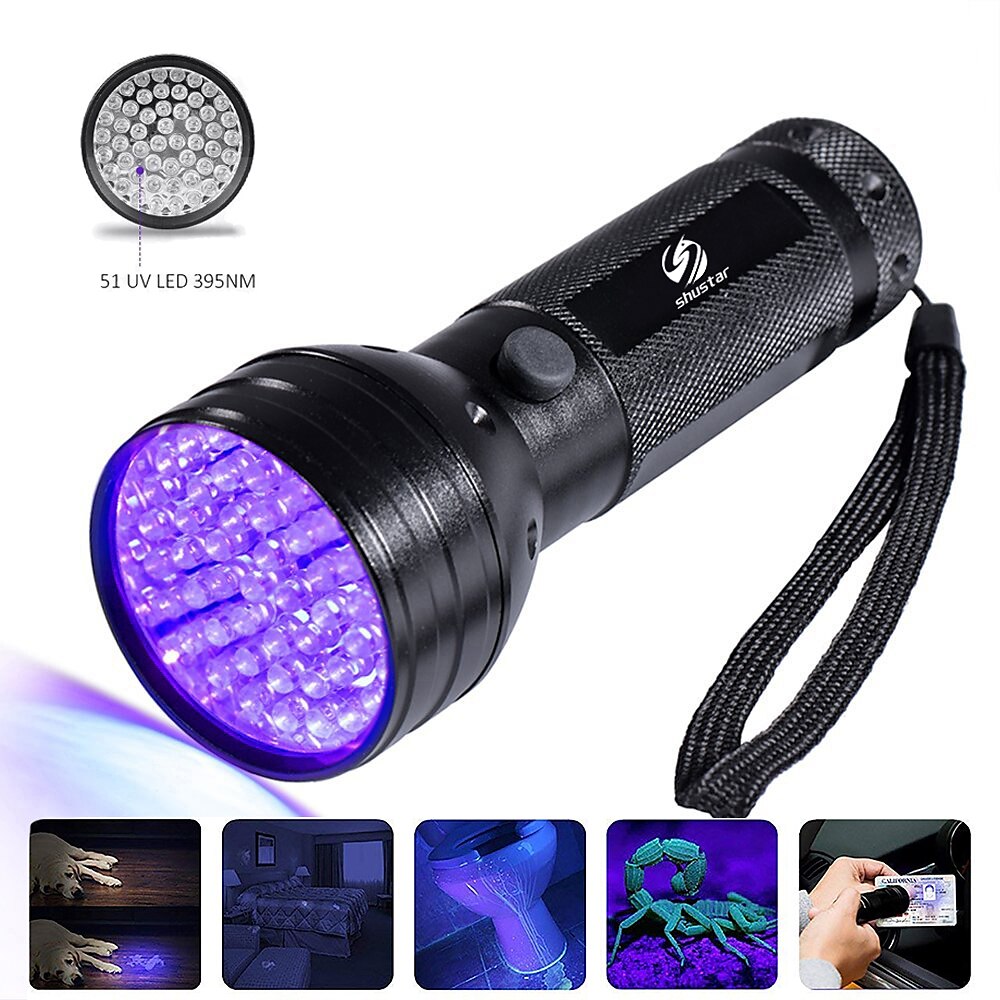 UV-LED-Taschenlampen für den Außenbereich, 51 LEDs, 395 nm, UV-Taschenlampe, Lampe, Schwarzlicht-Detektor für Hundeurin, Haustierflecken und Bettwanzen Lightinthebox