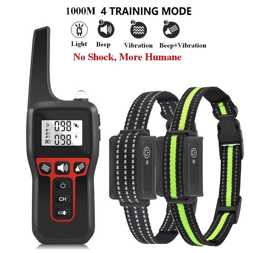 3300ft No Shock Hundetrainingshalsband Piepton vibrierender Haustiertrainer IPX7 wasserdichtes wiederaufladbares Haustiertrainingshalsband keine Zacken Ton- und Vibrationshalsband Lightinthebox