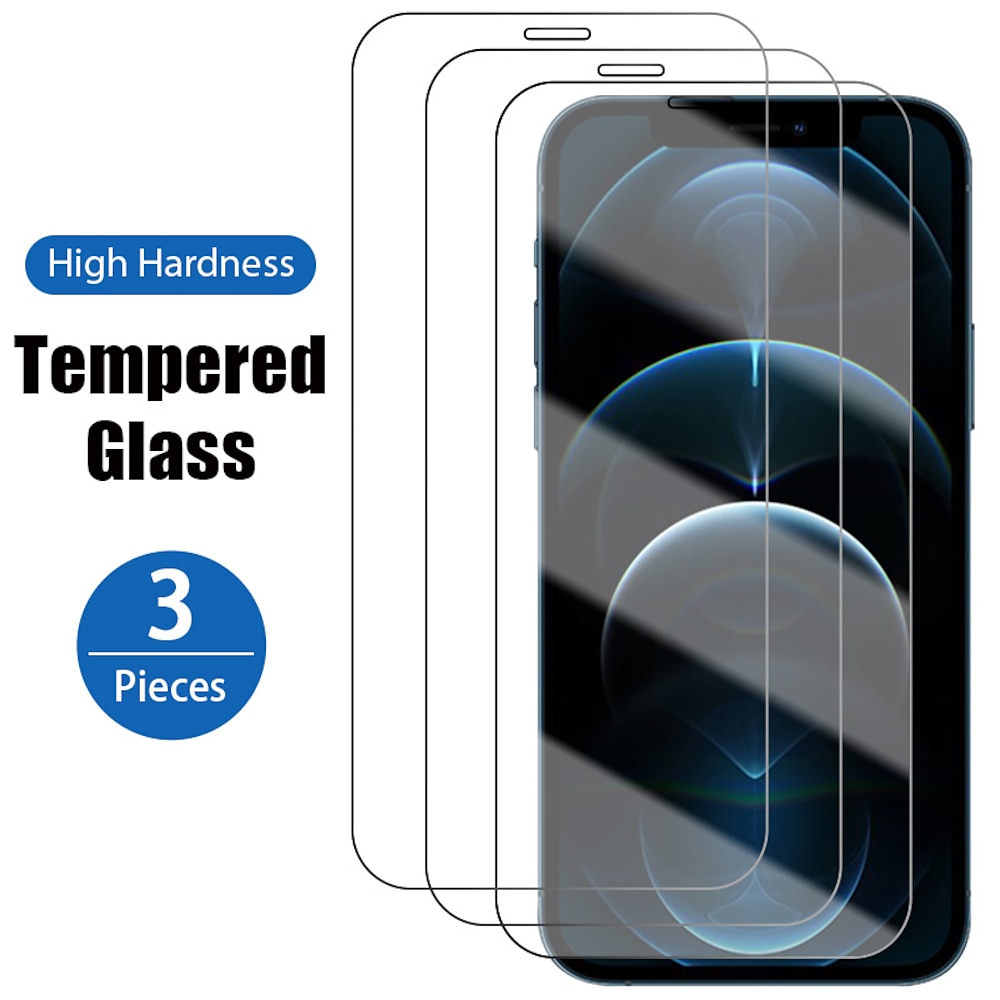 [3 Pack] Schutzfolie Für Apple iPhone 16 iPhone 15 Pro Max Plus iPhone 14 13 12 11 Pro Max Mini X XR XS Max 8 7 Plus Hartglas 9H Härtegrad Anti-Fingerprint High Definition (HD) Ultra dünn Kompatibel Lightinthebox