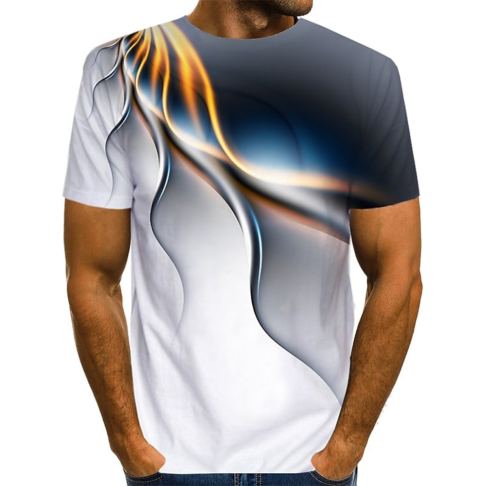 Herren Graphic Abstrakt T Shirt Tee Kurzarm T-Shirt 3D-Druck Rundhalsausschnitt Hemd Strassenmode Übertrieben Designer Casual Täglich Weiß Blau Purpur Sommer Bekleidung S M L XL 2XL 3XL 4XL Lightinthebox