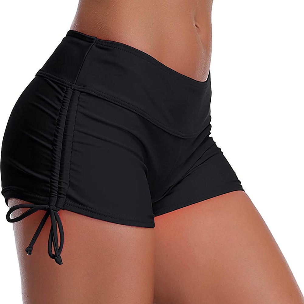 Damen Badeanzug Bikini-Unterteil Kurze Hosen Bademode Kordelzug Schnell Trocknend Basic Feste Farbe Glatt Ärmellos Badeanzüge Lightinthebox