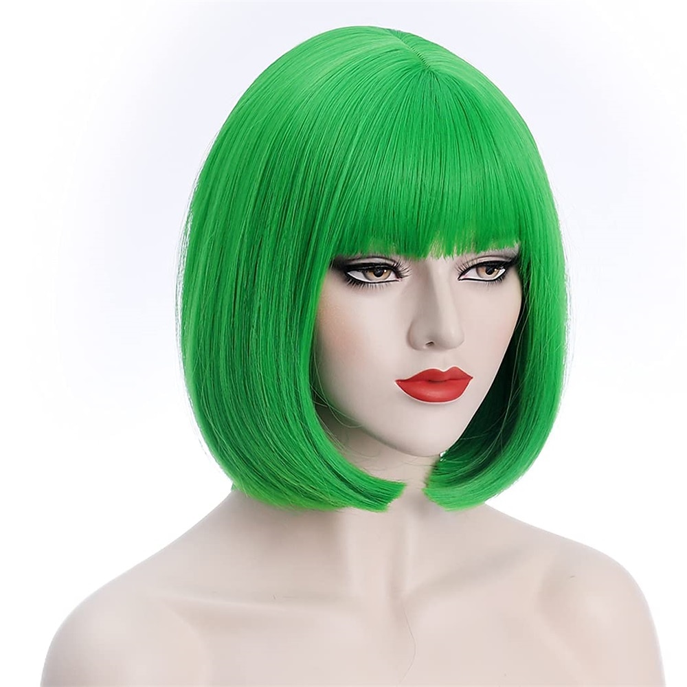 grüne Perücken für Frauen 12'' kurze grüne Bob-Perücke mit Pony natürliche weiche grüne Perücke für St. Patrick's Day Party bu239lgr Karnevalsperücke St. Patrick's Day Perücken Lightinthebox