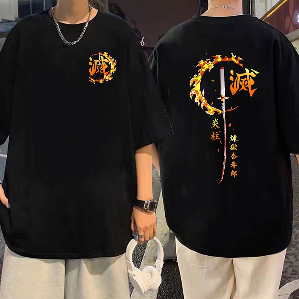 Rengoku Kyoujurou T-Shirt-Ärmel Bedruckt Klassisch Streetstyle Für Paar Herren Damen Erwachsene Heißprägen Casual Lightinthebox