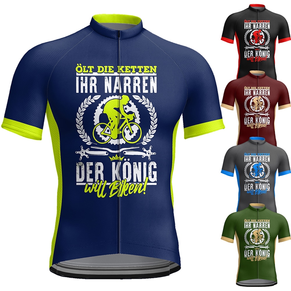 Herren Radtrikot fahrradbekleidung Fahrradtrikot Kurzarm Fahhrad Trikot Shirt mit 3 Gesäßtaschen MTB Mountain Rennrad Atmungsaktiv Schnelltrocknend Feuchtigkeitsableitung Reflexstreiffen Rot Blau Grün Lightinthebox