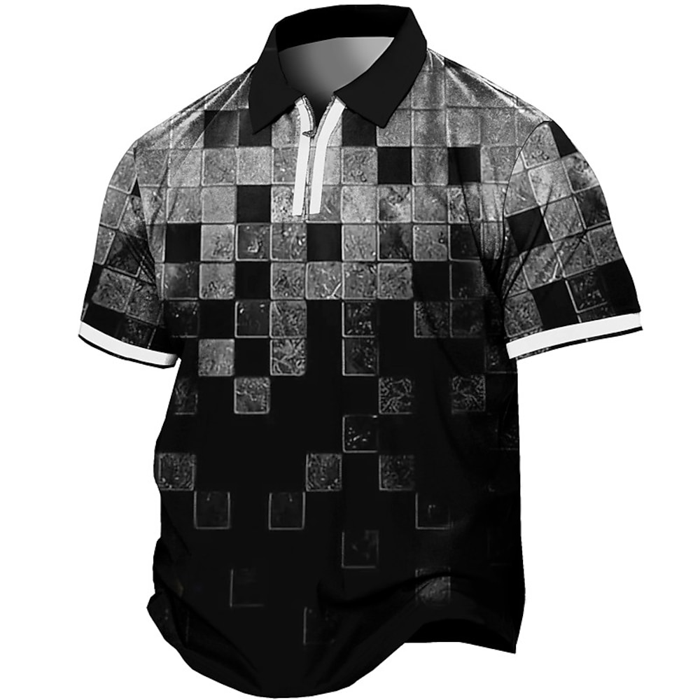 Herren Übergröße Poloshirt Groß und hoch Plaid Umlegekragen Taste Kurzarm Frühling Sommer Sport Modisch Strassenmode Designer Outdoor Strasse Oberteile Lightinthebox