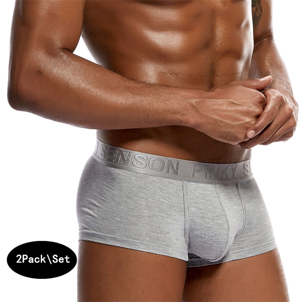 Herren 2 Packungen Unterwäsche Boxer Polyester Atmungsaktiv Weich Glatt Mittlere Taillenlinie Schwarz Weiß Lightinthebox