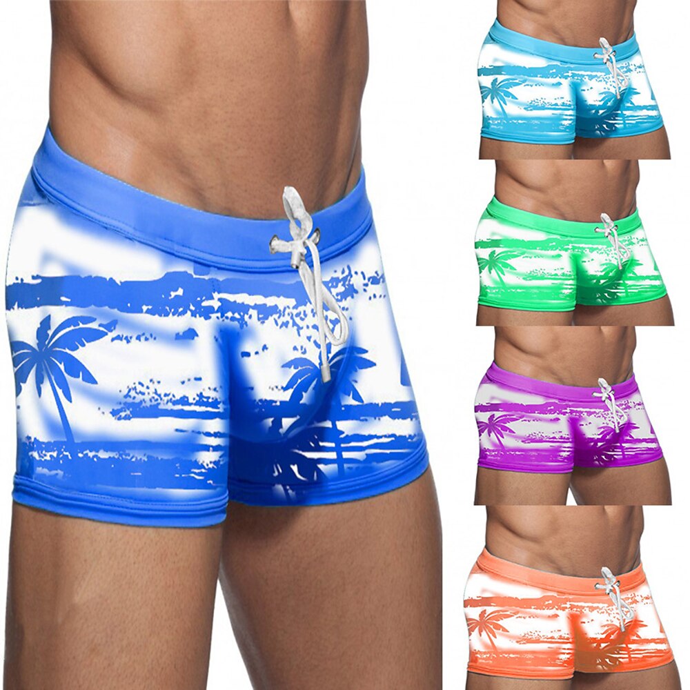 Herren Boardshorts Badeshorts Badehose Schwimmshorts Bademode Strandshorts Kurze Hosen Kordelzug Grafik-Drucke Schnelltrocknend Outdoor Festtage Ausgehen Hawaiianisch Boho Blau Purpur Lightinthebox