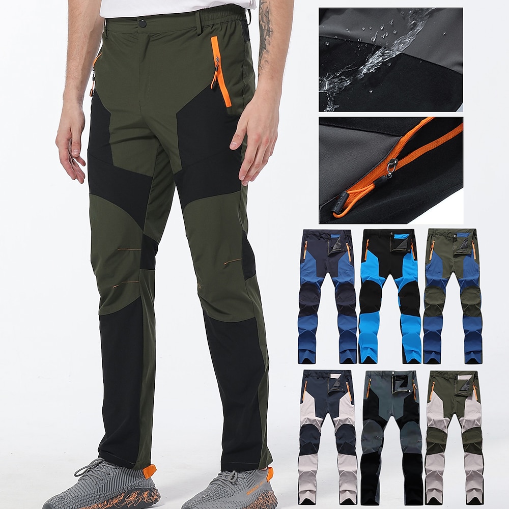 Herren Cargohose Wanderhose Arbeitshose Hose Safari Outdoorhose wasserabweisend winddicht schnell trocknend elastisch 3 Reißverschlusstaschen elastischer Bund Hosen schwarz khaki armeegrün Klettern Lightinthebox