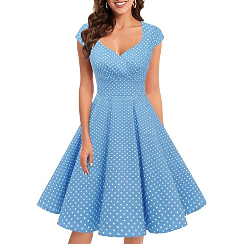 Polka-Dot Retro Vintage 1950s Swing-Kleid Flare-Kleid Damen Punkt Maskerade Casual Kleid Lightinthebox