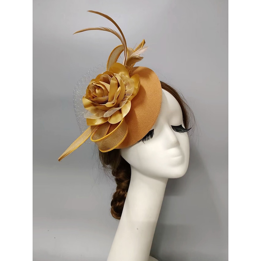 Fascinators Kentucky Derby Hut Kopfbedeckung Kopfbedeckung Federn Netzschleier Hut Herbsthochzeit Damentag Cocktail Royal Astcot mit Kappe Blumenkopfbedeckung Kopfbedeckung Lightinthebox