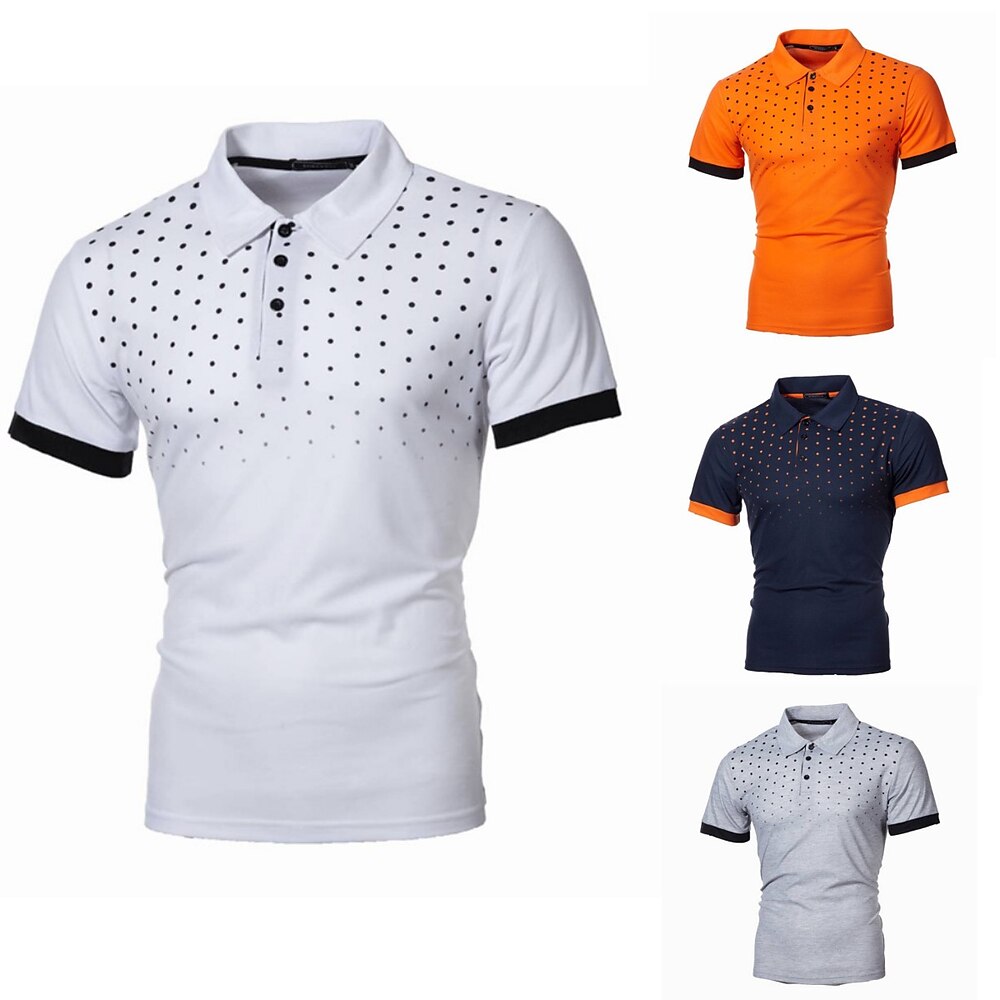 Herren Polo Golfhemd Outdoor Casual Polo-Kragen Klassisch Kurzarm Basic Klassisch Farbverlauf Punkt Knopf vorne Sommer Regular Fit Schwarz / Rot Weiß Rote Marineblau Orange Polo Lightinthebox