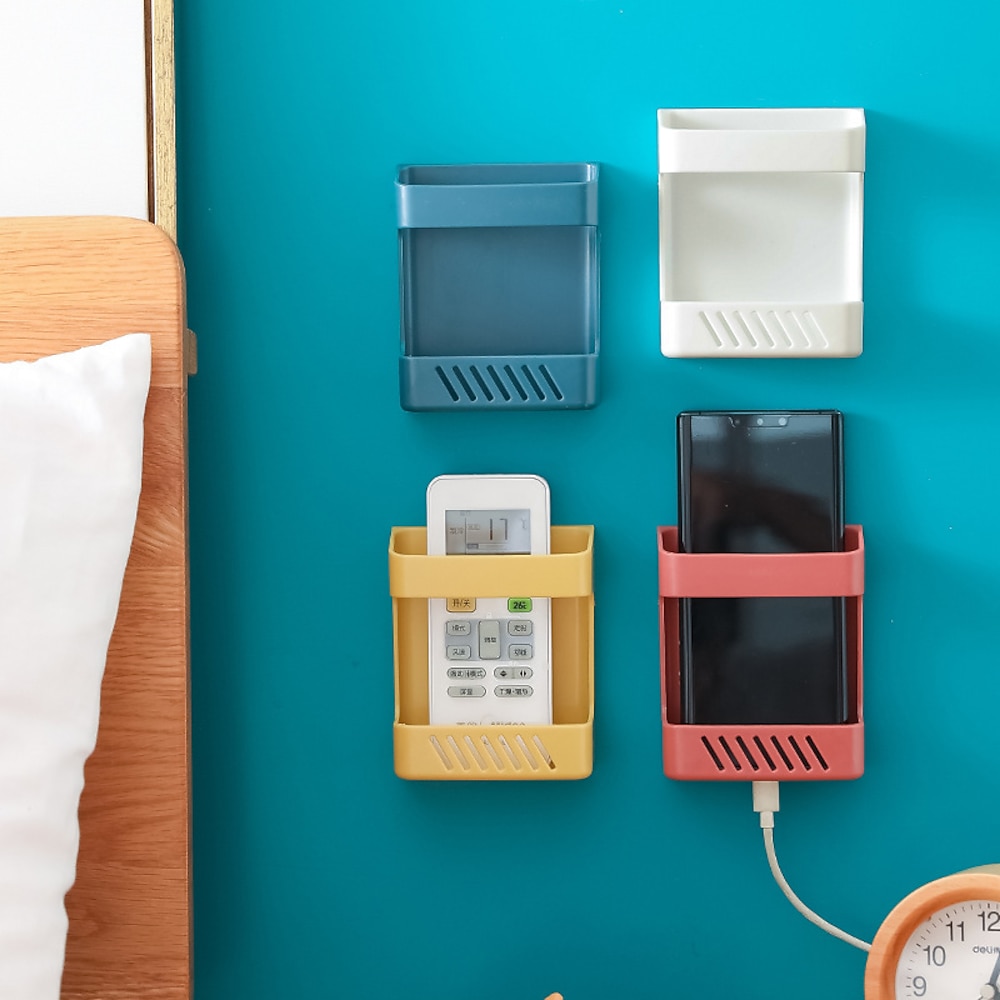 wandmontierter Handy-Stecker zum Aufladen der Fernbedienung Aufbewahrungsbox HalterungInstallation der Organizer-Halterung ohne Stanzen Lightinthebox
