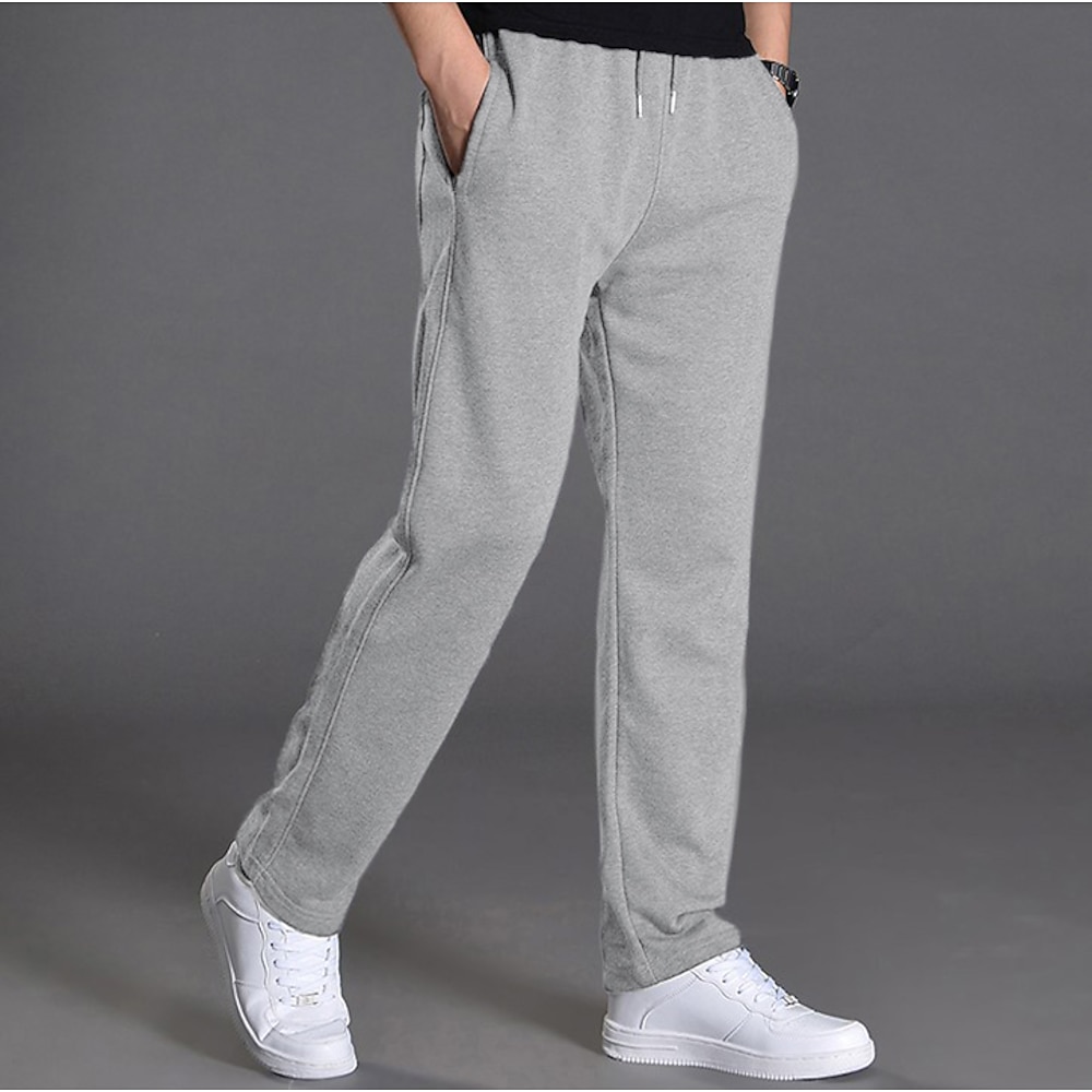 Herren Jogginghose Trainingshose Hose Hosen Freizeithose Jogginghose mit geradem Bein Tasche Kordelzug Elastische Taille Glatt Komfort Sports Outdoor Casual Täglich Modisch Strassenmode Schwarz Lightinthebox