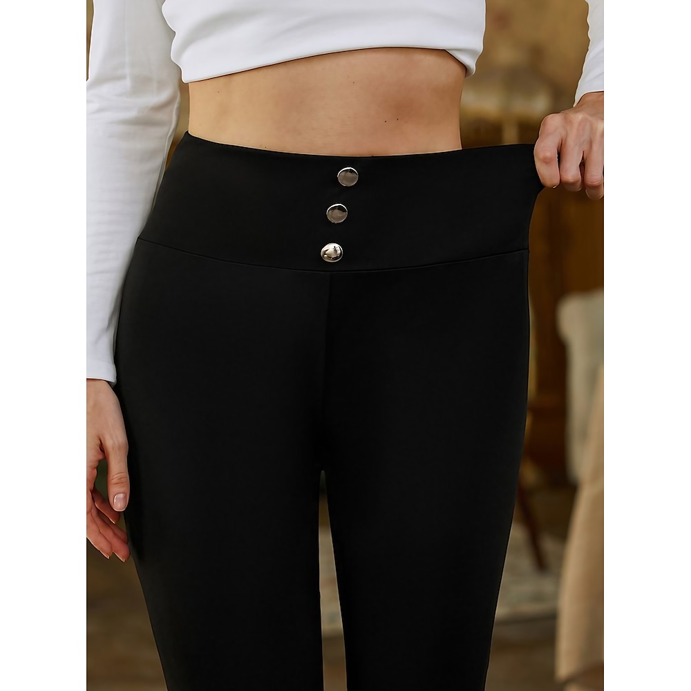 Damen Strumpfhosen Leggins Modisch In voller Länge Glatt Bauchkontrolle Kolbenheber Komfort elastisch Casual Schwarz Schlank Lightinthebox