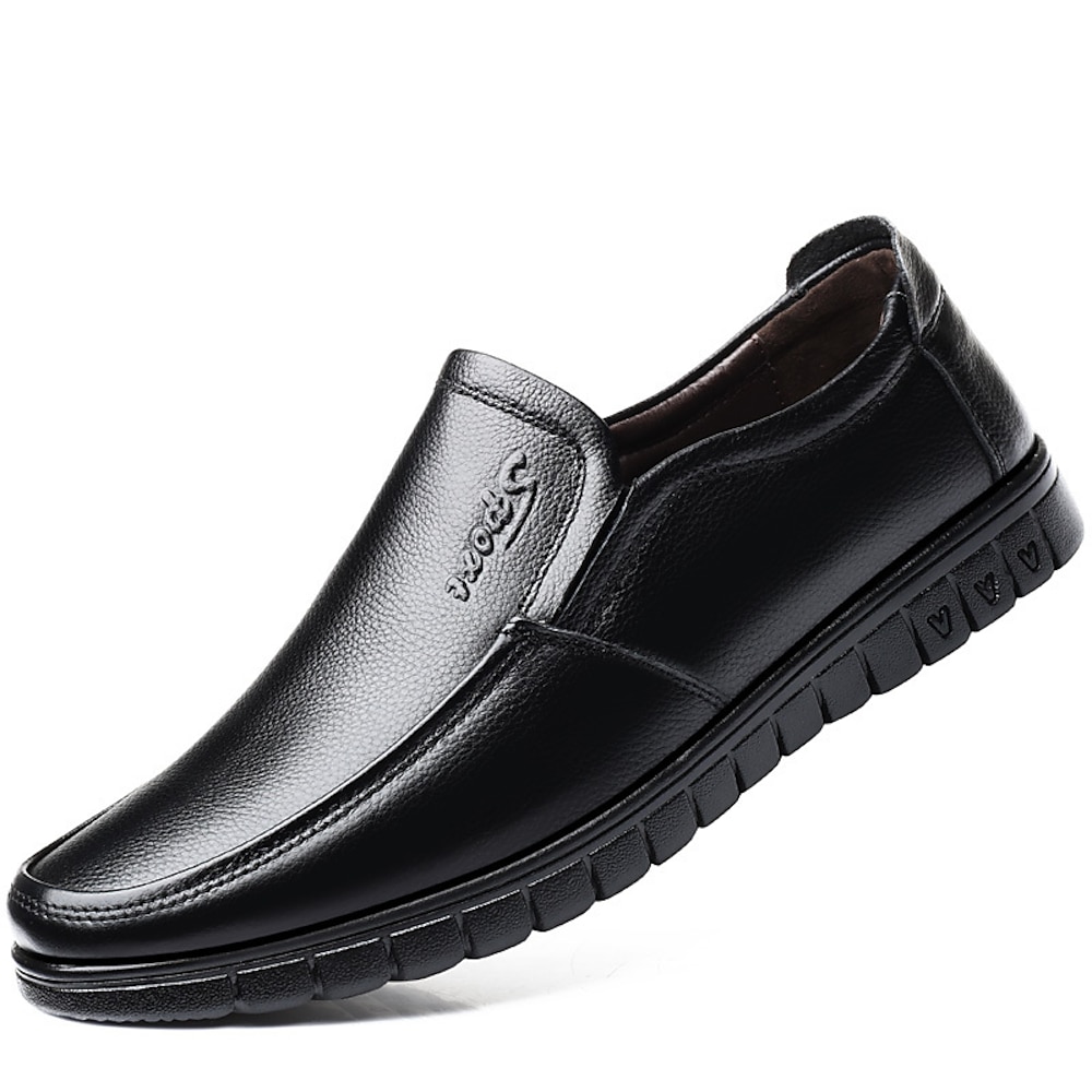 Herren Loafer Slip On Lederschuhe Komfort Schuhe Brautkleider schlicht Outdoor Täglich Leder Warm Atmungsaktiv Halbschuhe Schwarzer Plüsch Brauner Plüsch Schwarz Frühling Lightinthebox