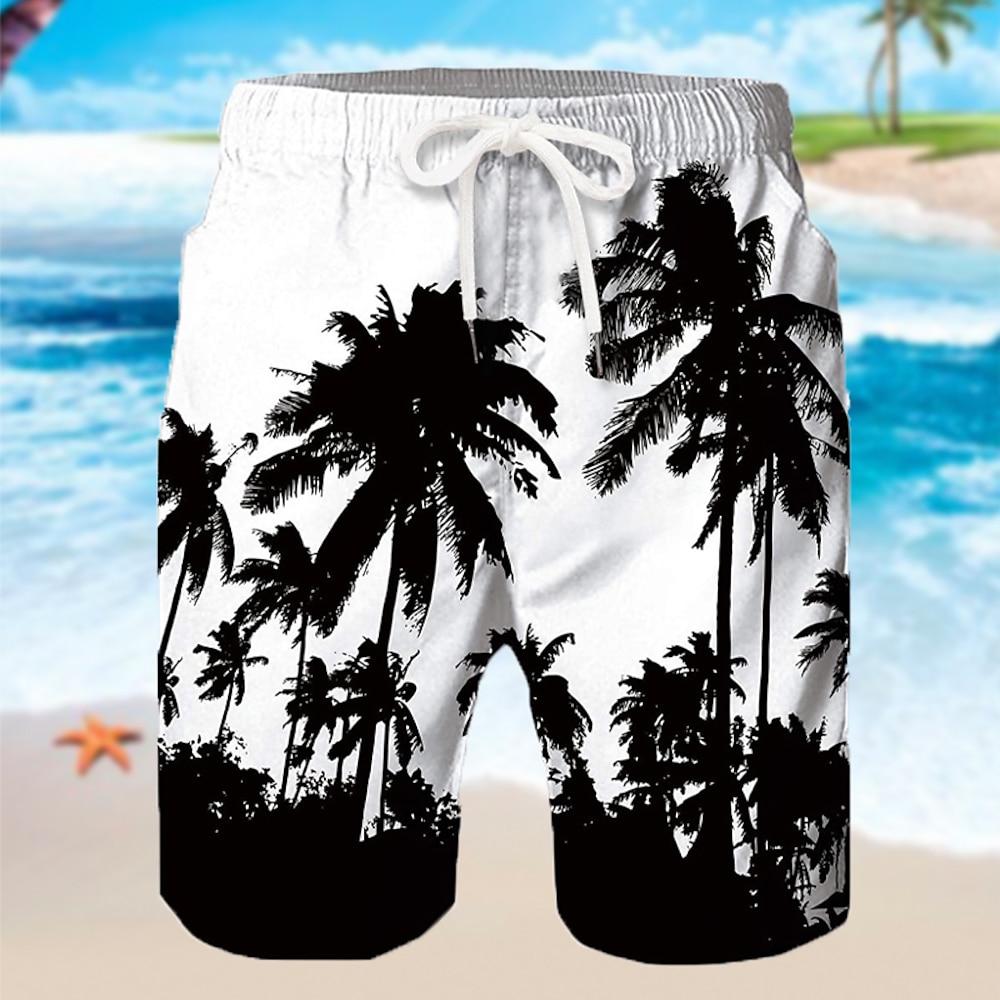 Herren Kokosnussbaum Boardshorts Badeshorts Badehose Schwimmshorts Bademode Mittlere Taillenlinie Hawaiianisch Boho Casual Täglich Festtage Kordelzug mit Mesh-Futter Elastische Taille Designer Lightinthebox