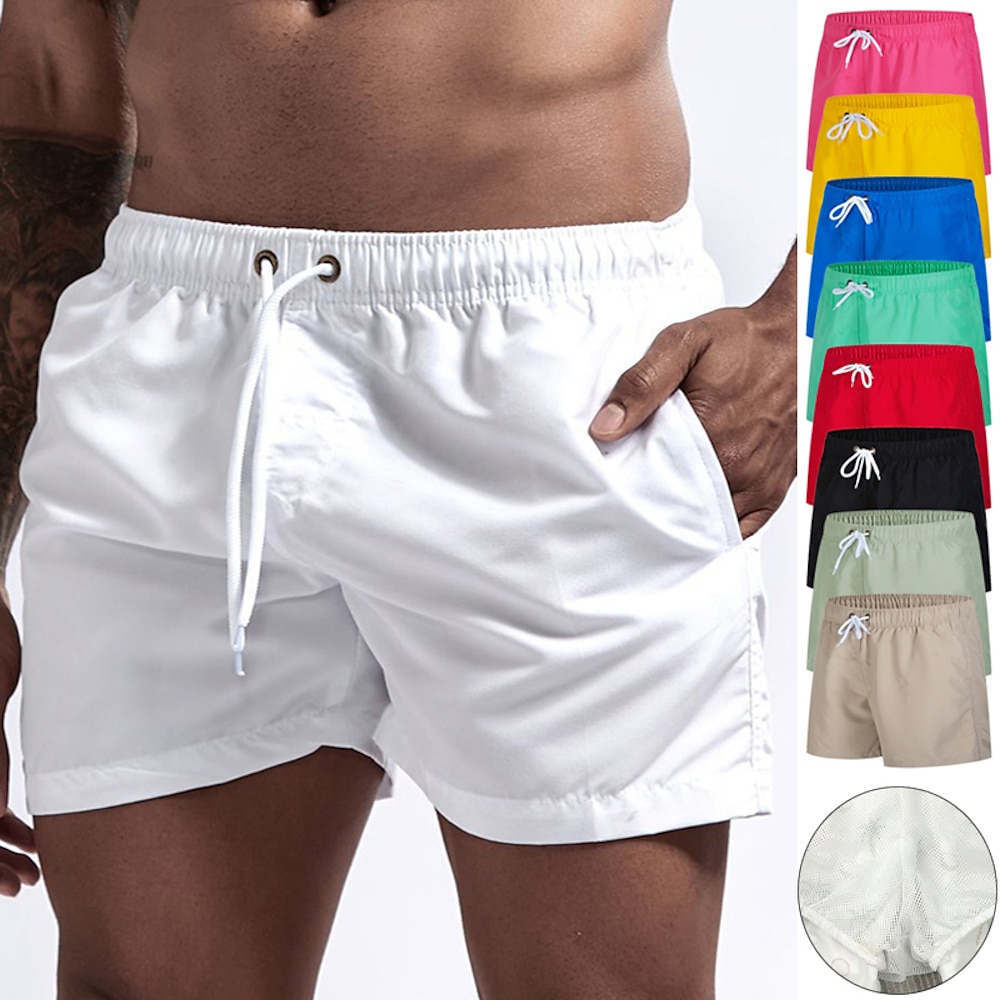 Herren-Badeshorts Badehose mit Mesh-Innenfutter Boardshorts schnell trocknende Unterteile atmungsaktiv dehnbar Kordelzug mit Taschen - Schwimmen Surfen Strand Wassersport einfarbig Frühling Sommer Lightinthebox