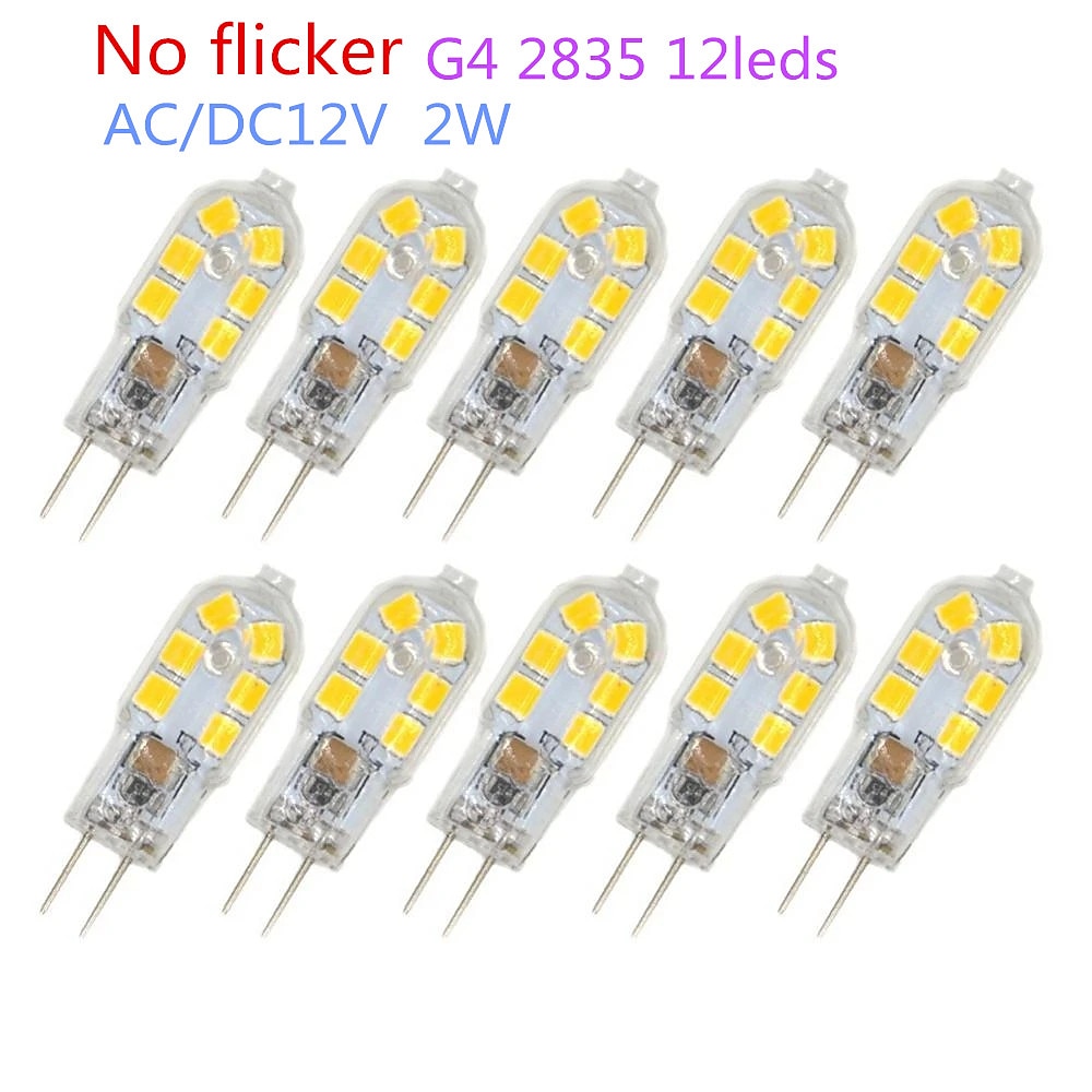 10 Stück 2 W G4 LED-Lampe SMD2835 12 LEDs Bi-Pin-Sockel 20 W Halogenlampe Äquivalent AC/DC 12 Volt Warmweiß Weiß 3000 K 6000 K 360 Grad Lightinthebox