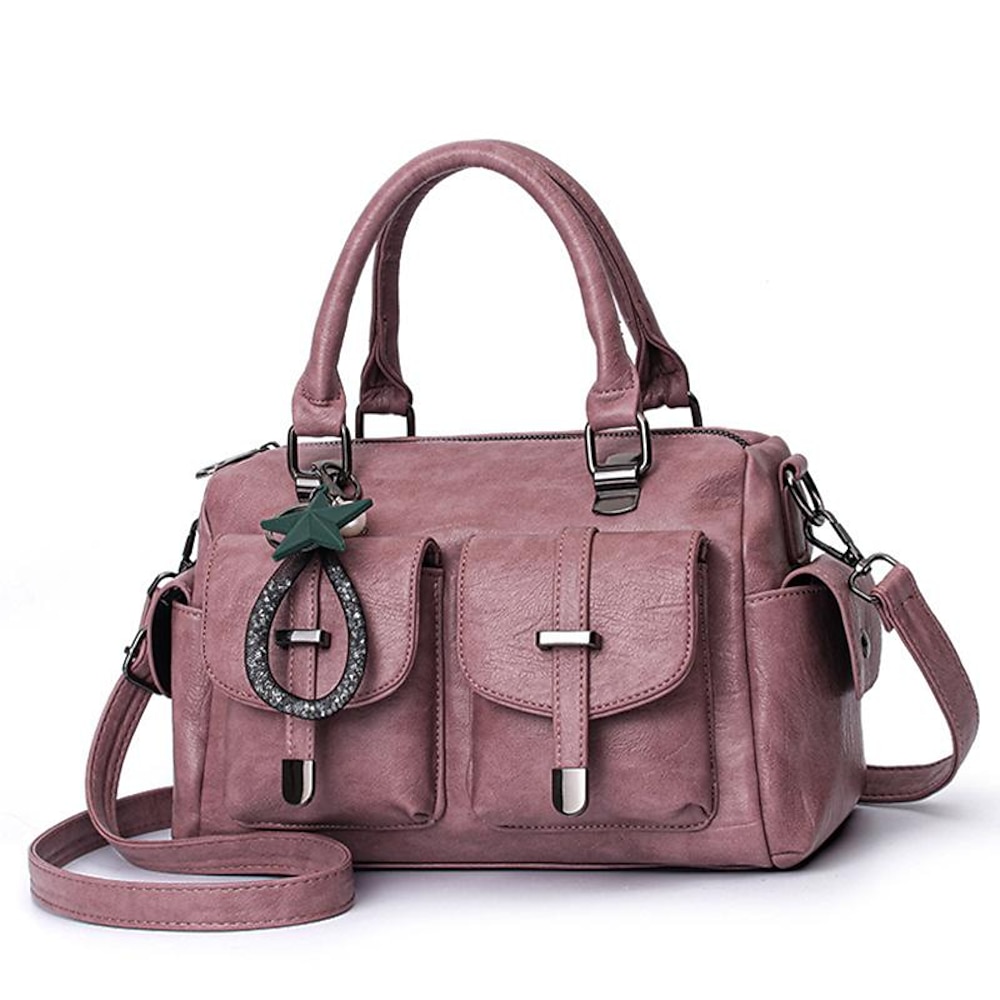 Damen Handtasche Umhängetasche Schultertasche PU-Leder B¨¹ro Täglich Hohe Kapazität Feste Farbe Natürliches Gelb Leder rot Schwarz Lightinthebox