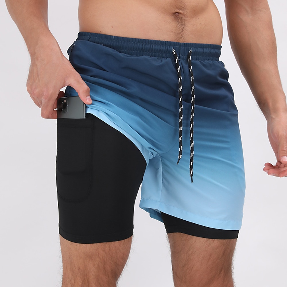 Herren Boardshorts Badeshorts Badehose Schwimmshorts Bademode Surfen Casual Festtage Strand Schnelltrocknend Kordelzug Mit Kompressionsliner Farbverlauf Hawaiianisch Boho Sportkleidung 1 5 Lightinthebox