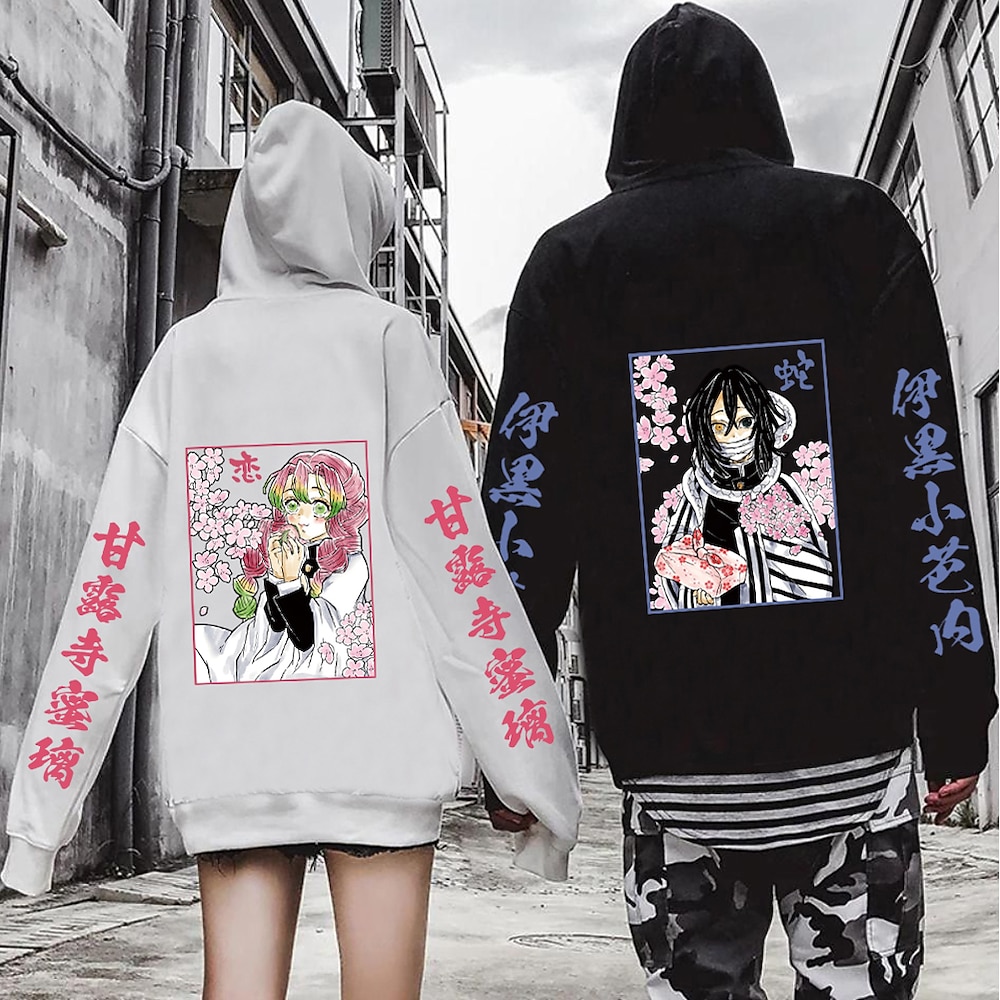 Kanroji Mitsuri Obanai Iguro Kapuzenshirt Anime Vordertasche Grafik Für Paar Herren Damen Erwachsene Heißprägen Casual Lightinthebox