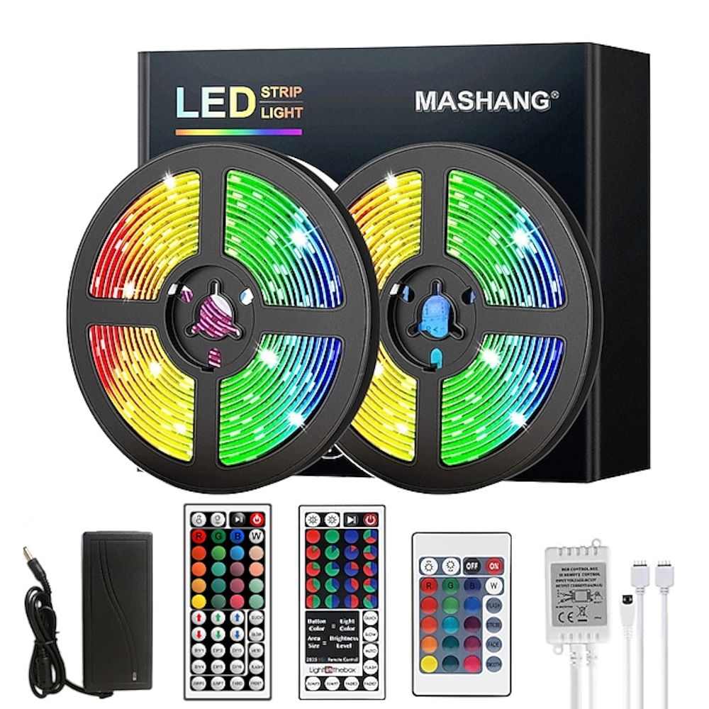 LED-Lichtleisten RGB 5m 10m 15m 20m LED-Leuchten Flexibler Farbwechsel SMD mit IR-Fernbedienung und 100-240-V-Adapter für Zuhause, Schlafzimmer, Küche, Fernseher, Hintergrundbeleuchtung, DIY-Dekor, DC12V Lightinthebox