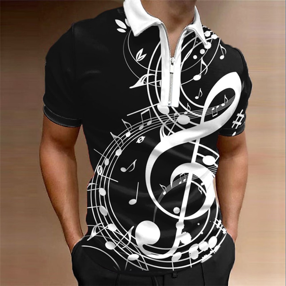 Herren Musik Poloshirts mit Reißverschluss Golfhemd Kurzarm Polo-Shirts Hemden mit Kragen Brautkleider schlicht Urlaubskleidung Festivalkleidung Party-Outfits 3D-Druck Polo mit Viertelreißverschluss Lightinthebox