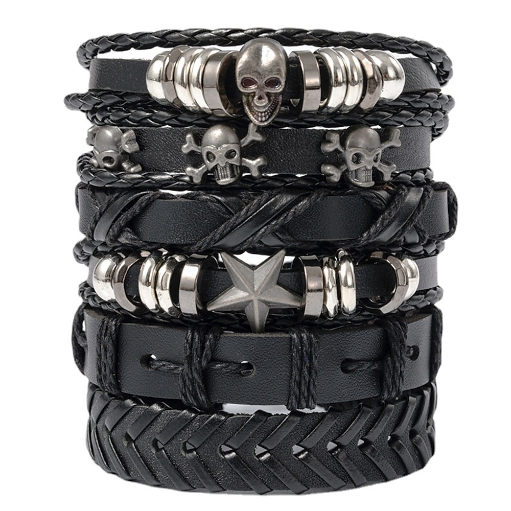 Beliebter Schmuck aus der Punk-Skelett-Serie, Lederarmband, handgefertigter Handschmuck für Halloween Lightinthebox