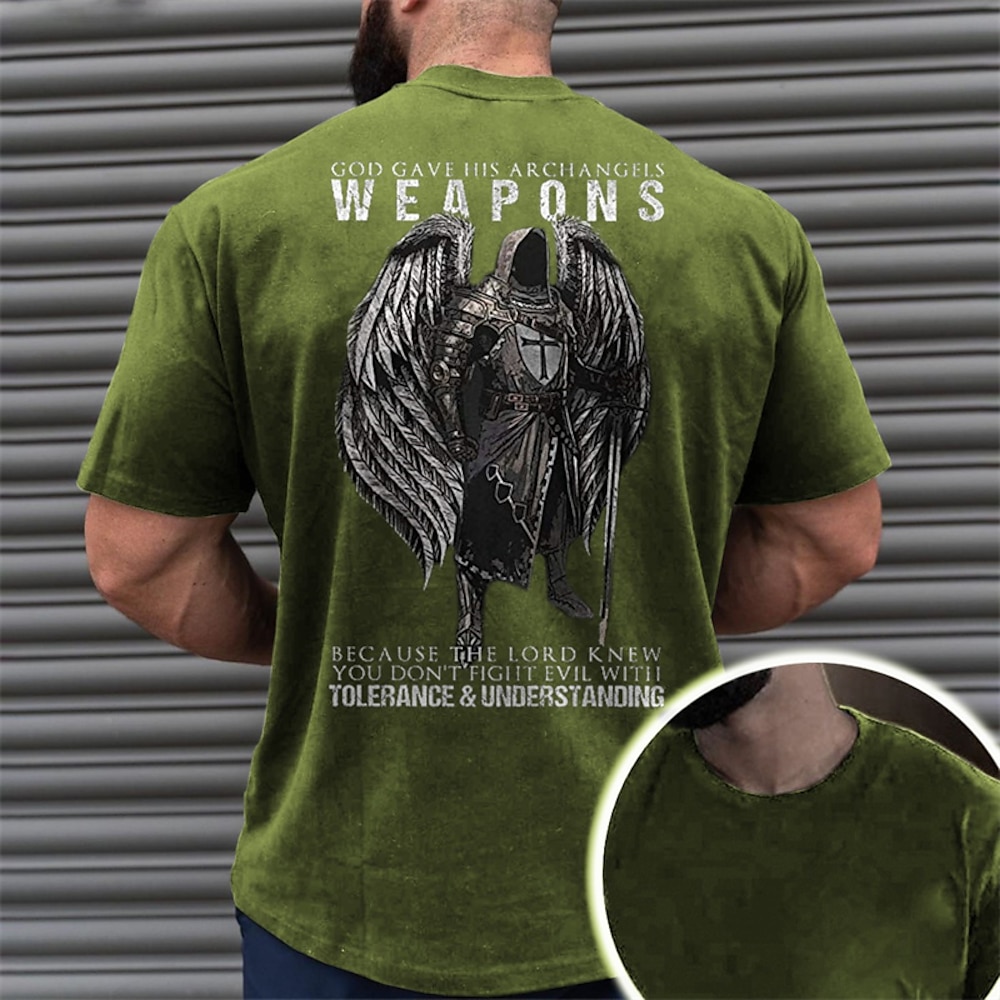 Herren Templer Kreuz Grafikdrucke Alte Leute T Shirt Grafischen T-Shirt Baumwolle Kurze Ärmel Grafik Hemd Schwarz Marinenblau Grün Bequemes T-Shirt Urlaub Straße Modedesigner-Kleidung Lightinthebox
