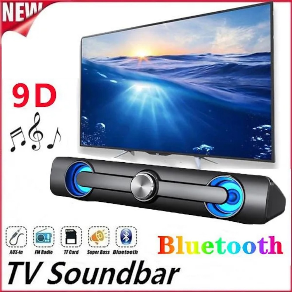 Kabellose Bluetooth-Soundbar, Hi-Fi-Stereo-Lautsprecher, verbesserte Version mit hoher Klangqualität für Smartphone/Tablet/Computer, Fernseher, Heimkino-TV, starke Bass-Soundbar Lightinthebox