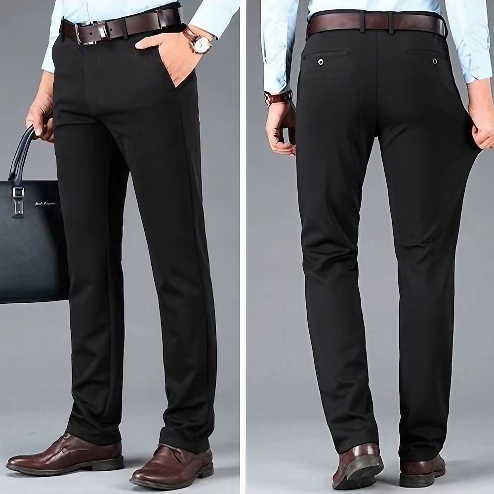 Herren Anzughosen Hose Hosen Hose Freizeithose Tasche Gerade geschnitten Glatt Komfort Atmungsaktiv In voller Länge Hochzeit Casual Täglich Stilvoll Schick Modern Schwarz Marineblau Hoher Lightinthebox