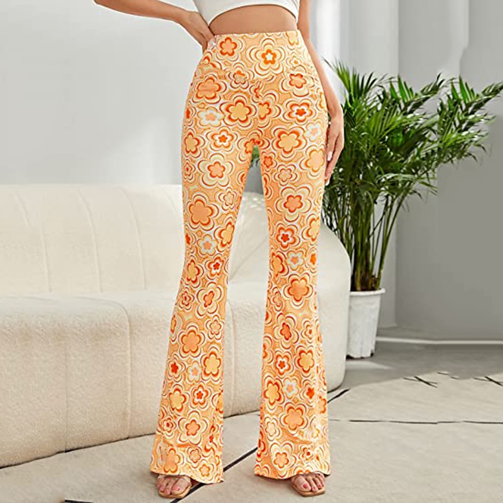 Hippie Retro Vintage Boho 1970er Disko Hose Glockenhose Hose mit weitem Bein Yoga-Hose Damen Kostüm Jahrgang Cosplay Hosen Schlager Outfit Lightinthebox