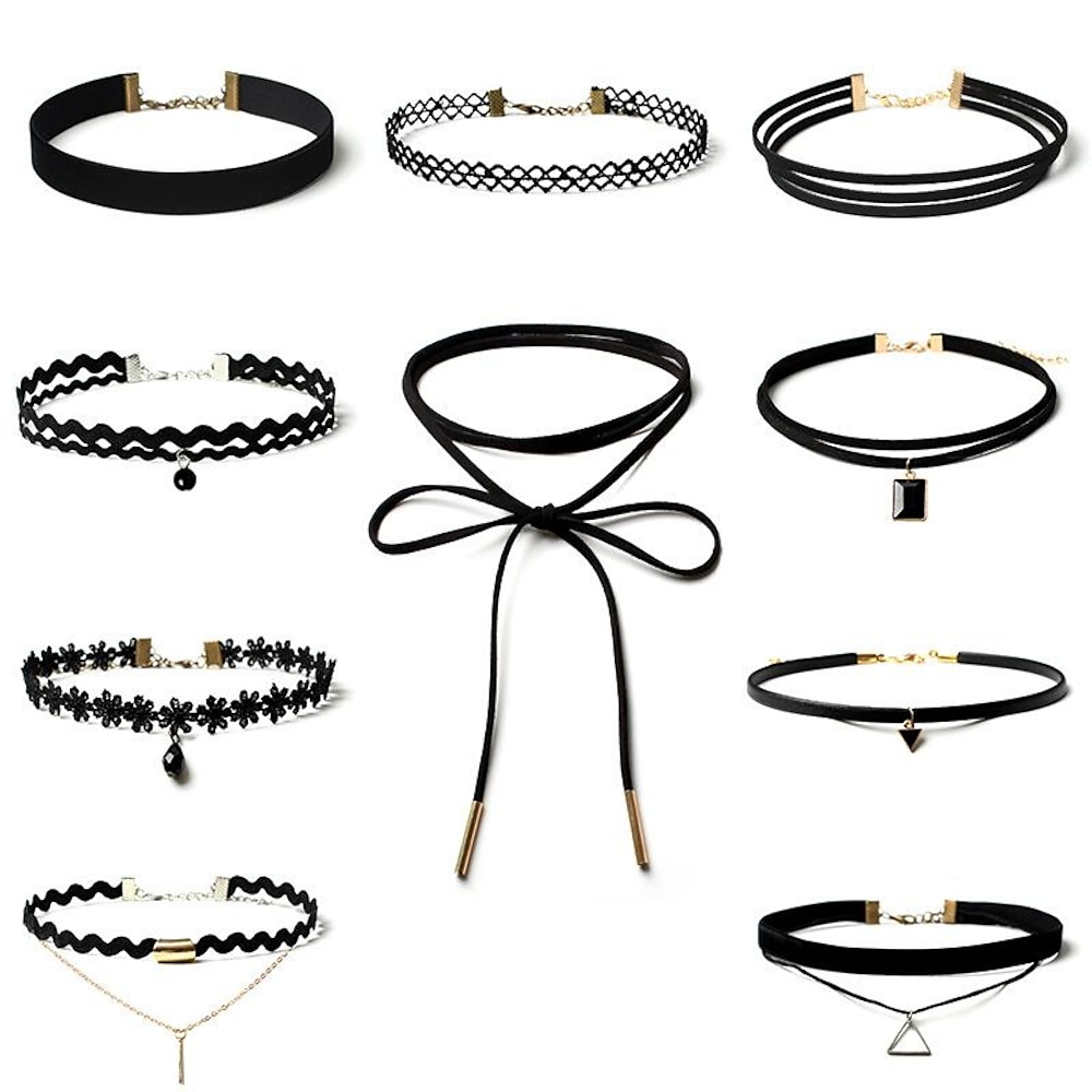 Halskette Spitze Chocker Set Schwarz Samt Choker Set Classic Gothic Tattoo Spitzenchoker Punk Goth Lolita Cosplay Damen Modeschmuck Modeschmuck Lightinthebox